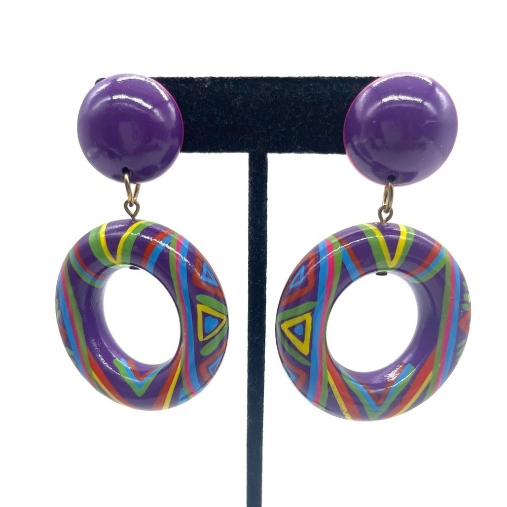 Art Deco Wooden Dangle Earrings